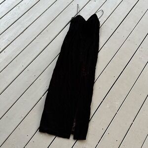 Karen Lucas For Niki Womens Black Spaghetti Strap Front Slit Velvet Maxi Dress 8